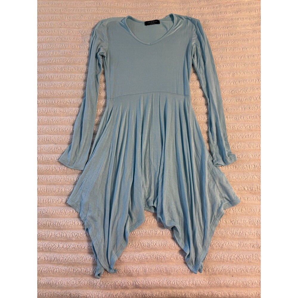 Made By Johnny Long Sleeve Asymmetrical Dress Womens Small Baby Blue Fairy Boho